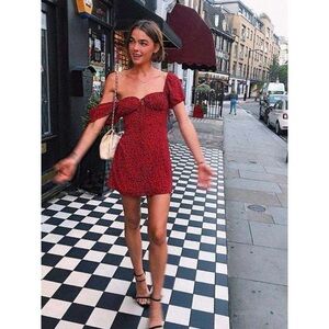 Realisation Par The Venus Red Squiggle Dress